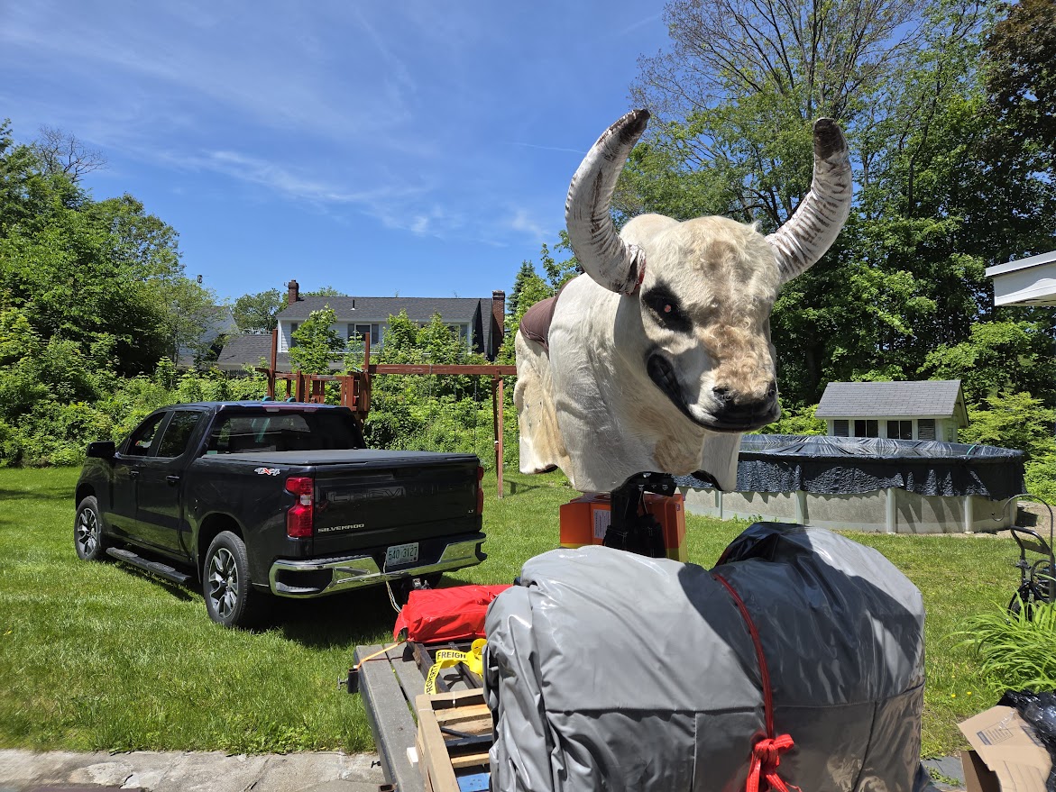 Fu Manchu the mechanical bull loaded on the trailer, ready for the next event